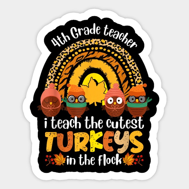 I TEach the cutest turkeys Sticker by logo desang